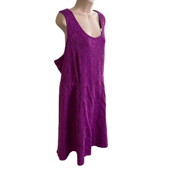 Lane Bryant Purple Lace Sleeveless Dress Size 28 Scoop Neck Keyhole Back u - Picture 5 of 7